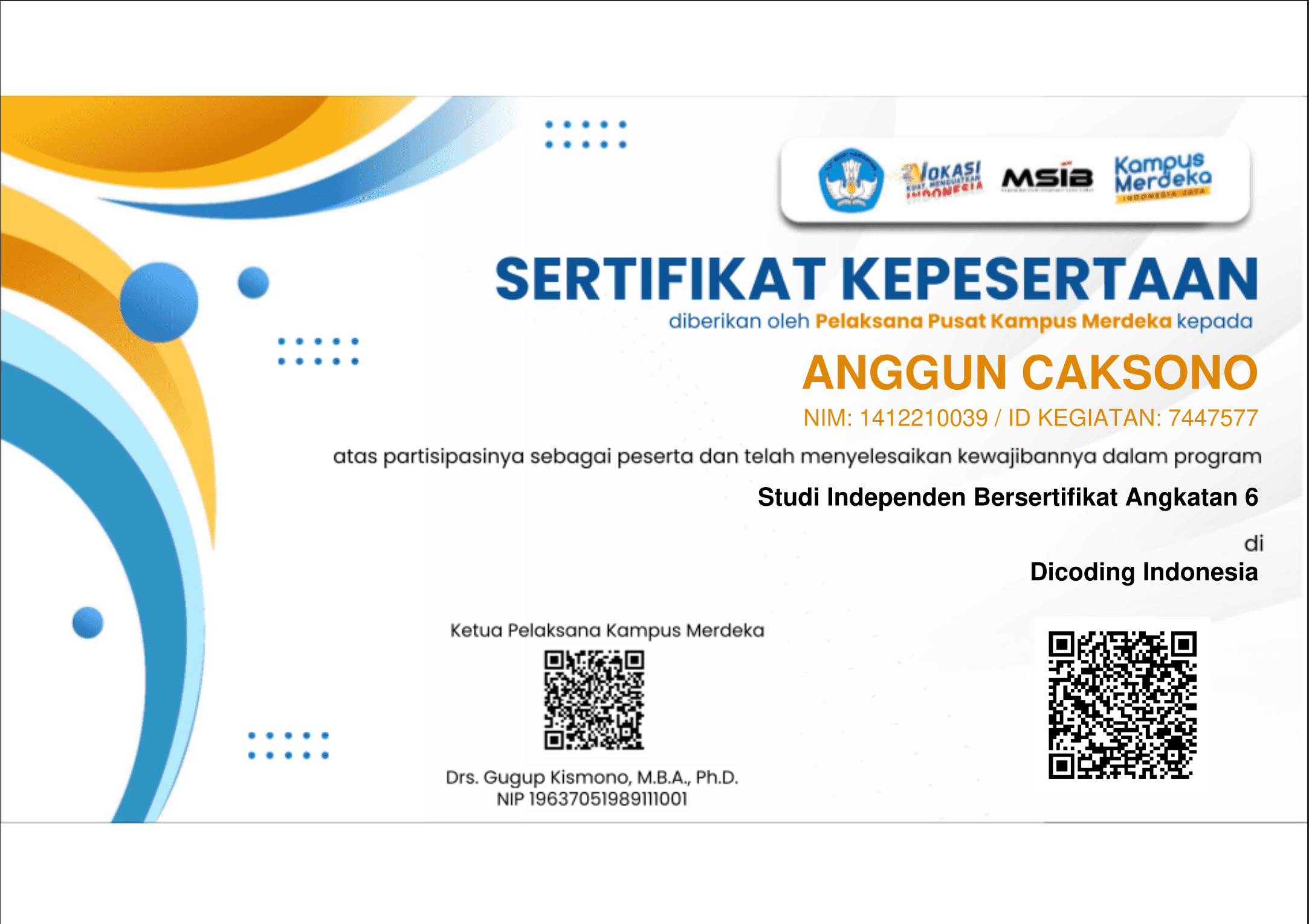 Studi Independen Bersetifikat Angkatan 6